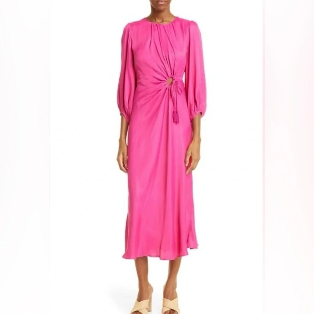 ππFARM Rio Fuchsia Blouson Sleeve Midi Dress!ππ - Picture 1 of 9
